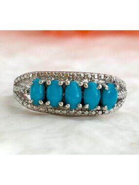 Sleeping Beauty Turquoise Sterling Silver 92i Gemstone Vintage Ring - sz 7.25